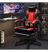 Shintenchi Gaming Chair with Footrest, Massage Lumbar Support, Height Adjustment, and 360° Swivel...