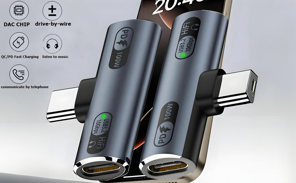 USB-C Splitter 1 in 2 Out Charger Connector