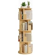 Masupu Rotating Bookshelf, Tall 4 Tier Rotating Spinning Bookshelf Tower, 360 Spinning Floor Stan...