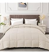 MATBEBY King Comforter Duvet Insert - All Season Beige Comforters King Size - Quilted Down Altern...