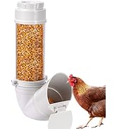 Automatic Chicken Feeder No Waste 6 Pounds Duty PVC Gravity Poultry Chicken Coop Feeder, Wall Mou...