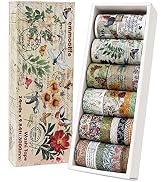 24 Rolls Vintage Washi Tape Set, 5/8/10/15/30/75mm Wide 9.84ft long/Roll Antique Floral Letter Bu...