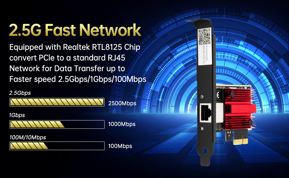 2.5Gbps PCIe Network Card RTL8125 Chip
