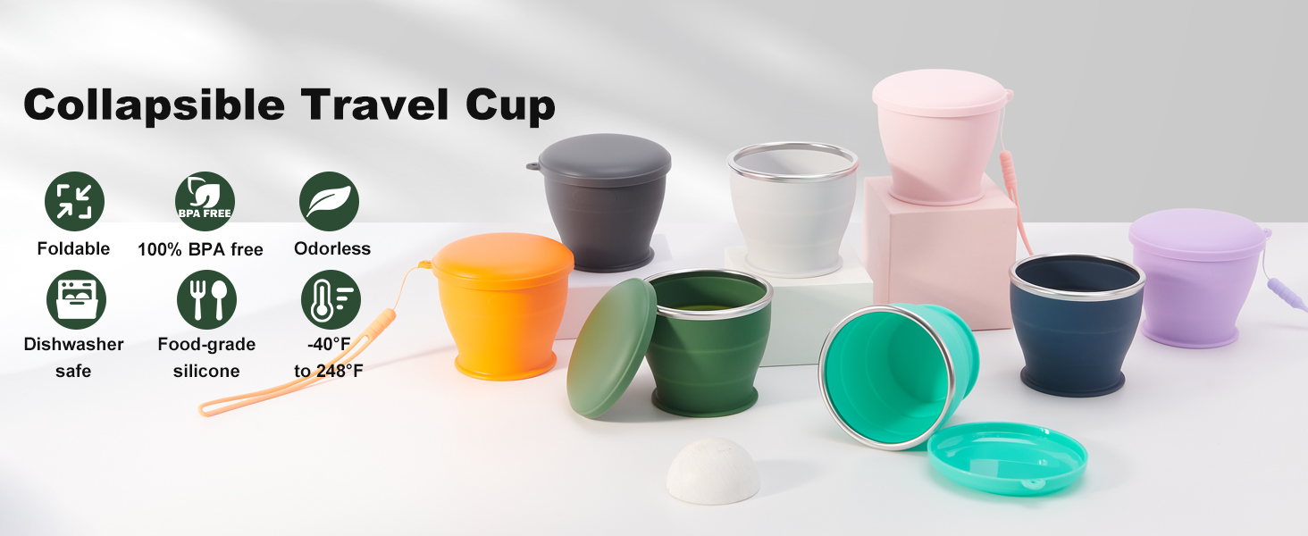 collapsible camp cup with various colors