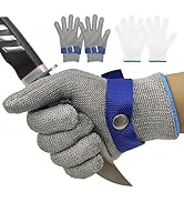 GOL-SIV Cut Resistant Gloves ANSI A9, Food Grade Metal Chainmail Glove For Cutting,Cooking,Oyster...