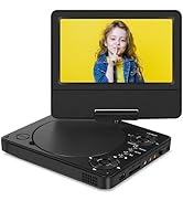 9.5" Portable DVD Player-7.5" Swivel Display Screen with 5 Hours Built-in Rechargeable Battery, C...