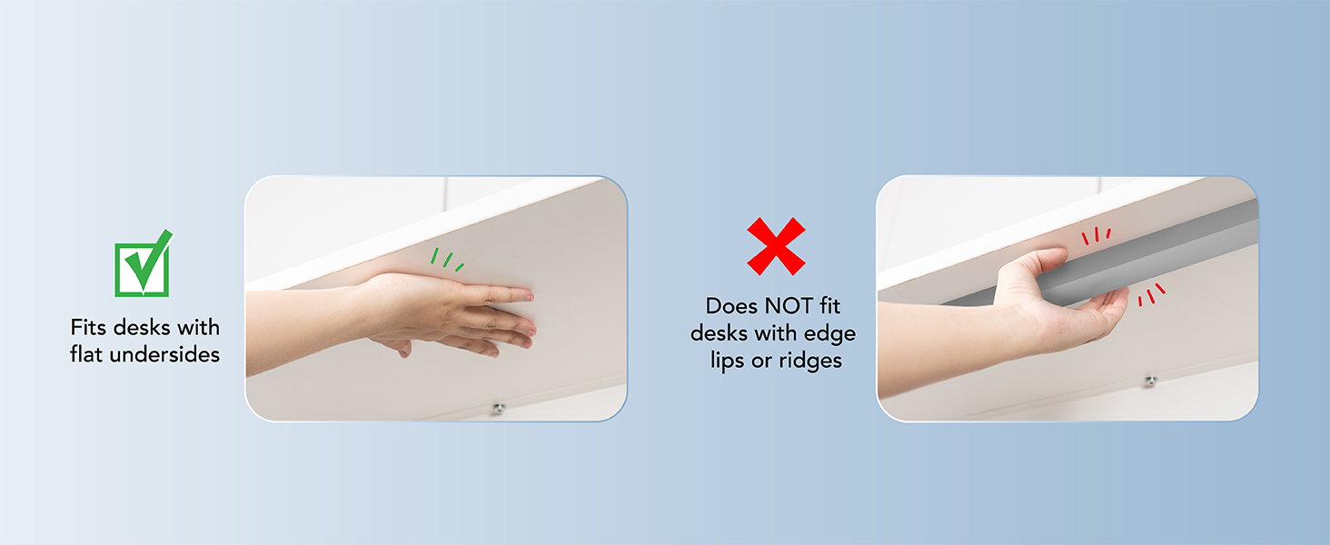 fits desk with flat undersides