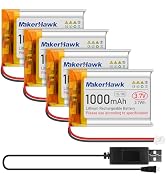MakerHawk 3.7V Lipo Battery 1000mAh Rechargeable Lithium Polymer Battery 803040 Micro Ph1.25 Conn...