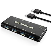 USB 3.0 Switch Selector,ABLEWE KVM Switcher Adapter 4 Port USB Peripheral Switcher Box Hub for Mo...