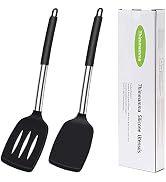 Silicone Cooking Spatula Turner, Heat Resistant Large Silicone Slotted Spatula Solid Spatulas for...