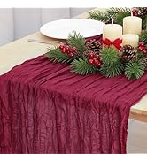 Fixwal 6 Pack Burgundy Cheesecloth Table Runners, Boho Gauze Table Runner, Semi-Transparent Table...
