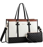 LOVEVOOK Laptop Bag for Women - 15.6 inch Canvas Laptop Tote with Clutch Purse, Office Business B...