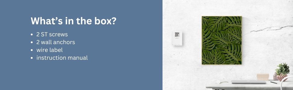 What&amp;#39;s in the box? · 2 ST screws · 2 wall anchors . wire label · instruction manual