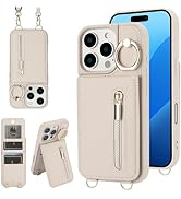 KYFSJPT Crossbody Wallet Case for iPhone 16 Pro Max, with Card Slots Zipper Pocket Case, Flip Fol...