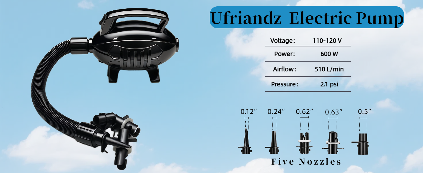 The inflatable mattress pump is compatible with 120V AC power supply.