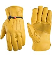 Wells Lamont mens Leather Work Gloves with Wrist Closure DIY Yardwork Construction Motorcycle Lar...