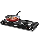 Cusimax Hot Plate,1800W Portable Electric Countertop Double Burner,Cast Iron Stove, Concealed Han...