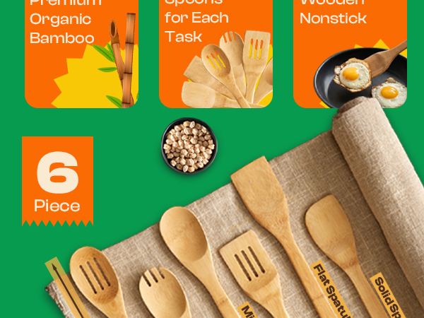 Riveira Bamboo Cooking Spoons 6-Piece