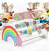 Sntieecr 35 Holes Rainbow Wooden Cake Pop Stand Lollipop Holder for Dessert Table, Cake Pop Displ...