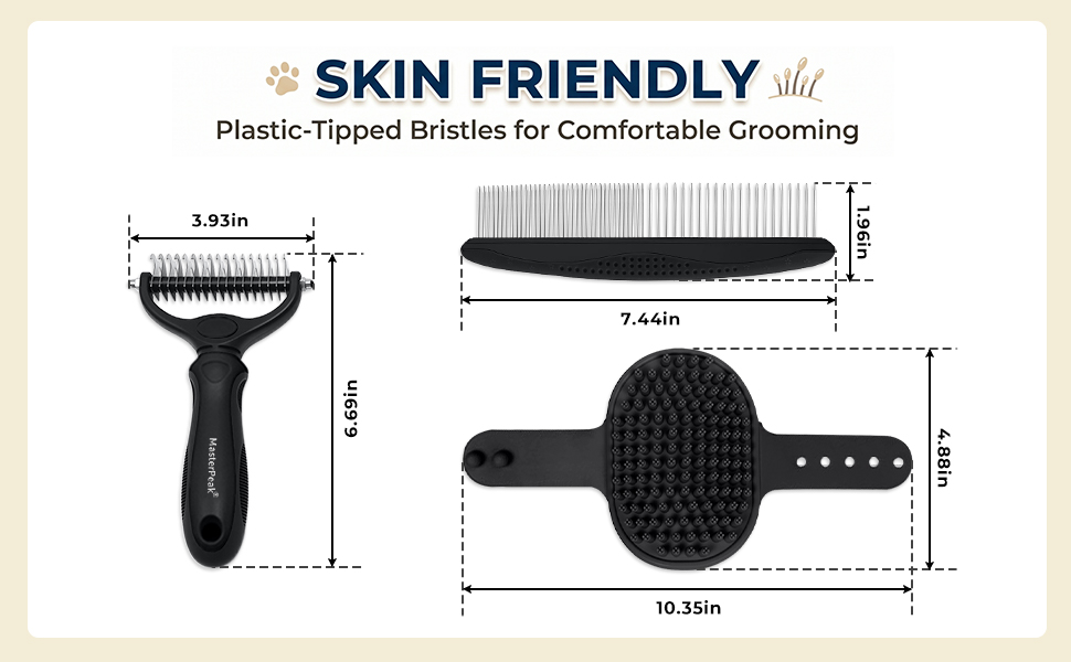 Size of Grooming Rake, Brush and Metal Comb