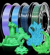 RepRapper Glitter Multicolor Mixed 250g*4 Sample Pack, Shiny Galaxy PLA Filament 1.75mm, Glow in ...