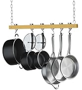 Cooks Standard NC-00269 Standard, Single Bar, 36-Inch Ceiling Mounted Wooden Pot Rack, Brown