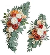 Udoula Artificial Boho Wedding Arch Flowers Swags Set of 2 for Wedding Welcome Signs Floral and W...