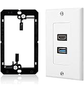 ZEXMTE HDMI USB Wall Plate with Low Voltage Mounting Bracket,USB 3.0 Charger &amp; HDMI Port Receptac...