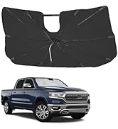 JOYTUTUS Windshield Sunshade Umbrella for Dodge Ram, Automotive Interior Sun Protection Cover, Ti...