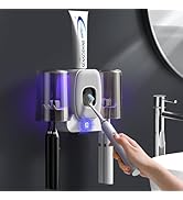 Toothbrush Holders for Bathrooms, Wekity Automatic Toothpaste Dispenser Space Saving Toothbrush a...