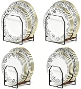TIPSYTREE 4 Pack Plate Organizer for Cabinet, Arched Metal Dish Holder Rack, Plate Rack Organizer...