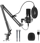 USB Microphone, MAONO 192KHZ/24Bit Plug &amp; Play PC Computer Podcast Condenser Cardioid Metal Mic K...