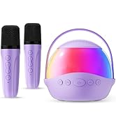 Mini Karaoke Machine Gifts for Kids Adults, Portable Karaoke Speaker with 2 Wireless Microphones,...