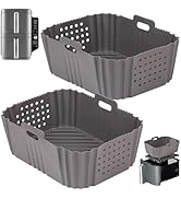 BYKITCHEN Silicone Air Fryer Liners for Ninja SL401 Double Stack 2 Basket Airfryer, Reusable Rect...