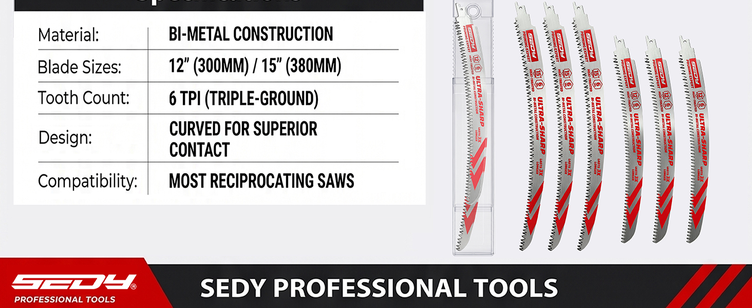6-Piece Japanese Teeth Reciprocating Saw Blade Set