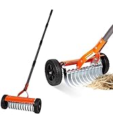 Walensee Dethatching Roller Rake with 76.8'' Adjustable Handle, 2mm Stainless Steel Blades, Heavy...