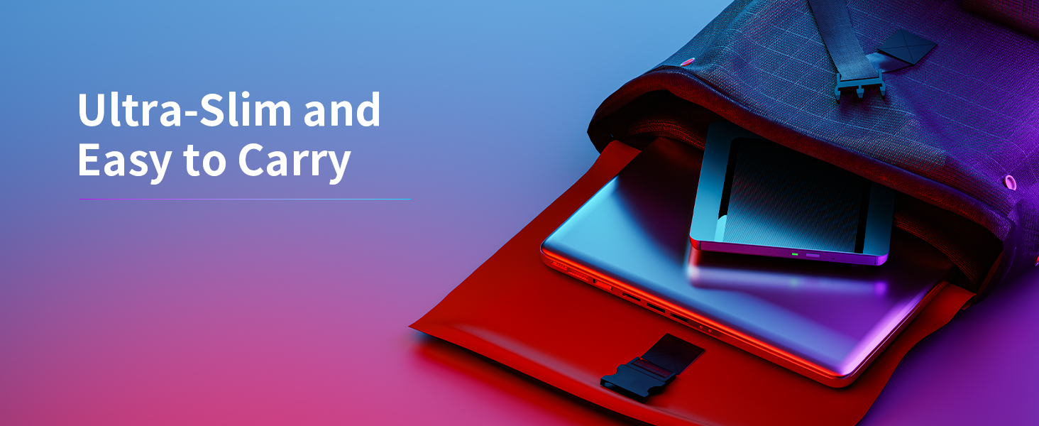 External CD/DVD Drive for Laptop, Ultra-Slim