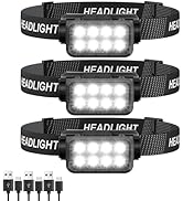 Sogdeco Rechargeable Headlamp Flashlight, 8 LED 2500LM Ultra-Light Bright Headlight, Waterproof L...