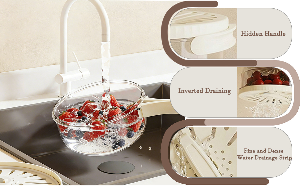 Light luxury cream style multifunctional drainage bowl
