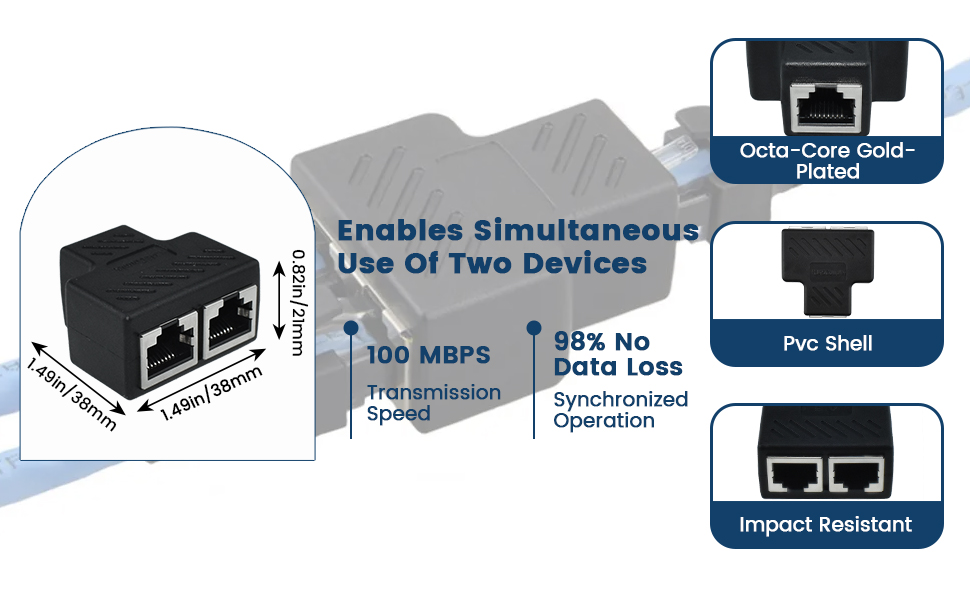 RJ45 Splitter Adapter LAN Network Internet Splitter 1 to 2