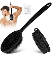 GEENOA Silicone Back &amp; Body Scrubber Set 2PCS, 13.4'' Gentle Exfoliating Back Scrubber with Dual-...