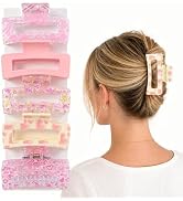 Bphne 5 Pack Hair Clips for Women, Rectangle Hair Claw Clips for Thin Thick Curly Hair, Matte Jaw...
