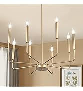 WOKNOS Modern Gold Farmhouse Chandeliers, 8-Light Industrial Metal Chandelier Lighting, Classic C...