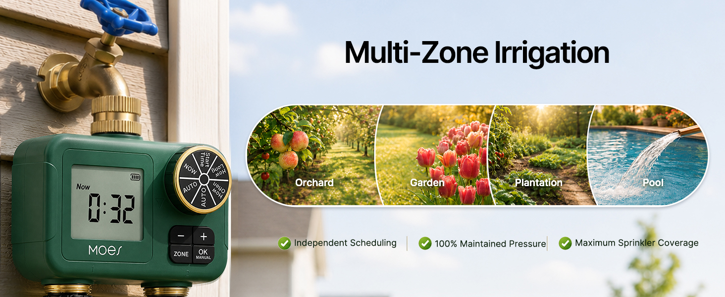 2-zone water timer for garden hose