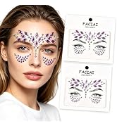 Purple Face Gems Stickers - Mermaid Face Jewels for Women Girls, Glitter Rhinestone Temporary Fac...