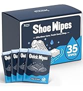 Jevvu Shoe Wipes, 35 Individually Wrapped Sneaker Cleaning Wipes for White Shoes, Dual-Textured, ...