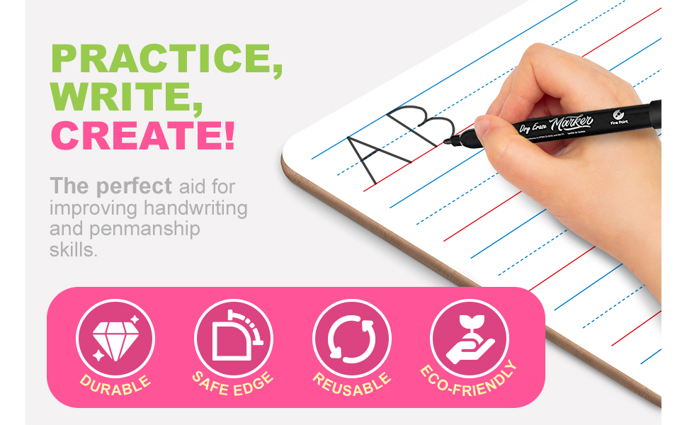 Handwriting practice board lines kids teacher students class classroom