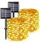 JMEXSUSS Solar String Lights 200 LED, Warm White, Waterproof, 66ft, 8 Modes, IP44, Outdoor Patio,...