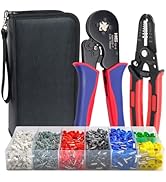 HKS Ferrule Crimping Tool Kit - Square Ferrule Crimper Plier (AWG 23-7) with Wire Stripper &amp; 1900...
