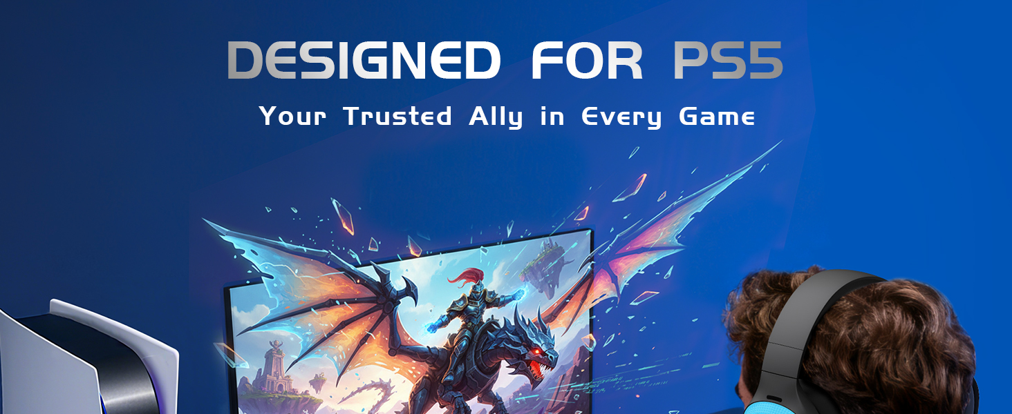 wireless gaming headset for ps5 with mic low latency bluetooth gaming headphones